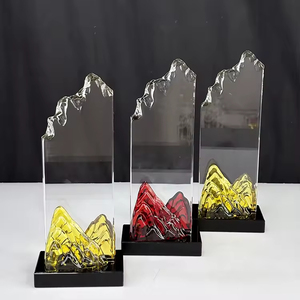 निर्माता ग्लास पट्टिका क्रिस्टल ट्रॉफी गोल्ड रेड माउंटेन आइसबर्ग क्रिस्टल ग्लास पुरस्कार पट्टिका ट्रॉफी - Product Image 2