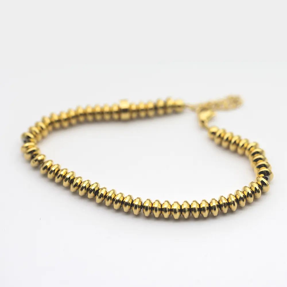 Perles dorées de mode pour fabrication de bracelets pour filles, joyaux, bijoux simples, aspect élégant, 18k