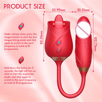 Vibrateur Rose pour adultes, jouet sexuel vibrant double fonction (léchage et succion) pour point G, clitoris et tétons, pour couple