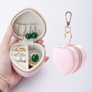 Sunshine Cross-border Nouveau Porte-clés à fermeture éclair <span class=keywords><strong>en</strong></span> PU de style coré<span class=keywords><strong>en</strong></span>, mini boîte de rangement pour bijoux <span class=keywords><strong>en</strong></span> forme de cœur pour la salle de sport et les sorties - Product Image 3