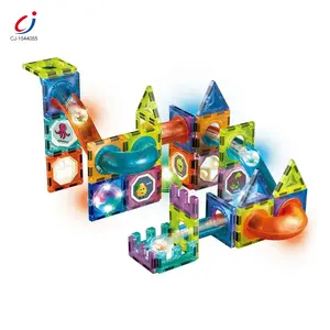 Chengji colorful 75pcs magnetic 3d building blocks construction creative light up magnetic fun building block toys for children