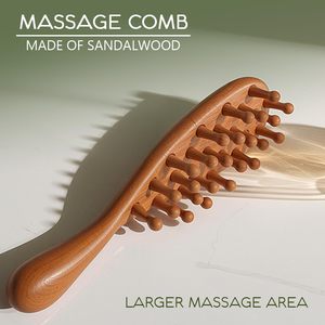Peine Masajeador de Cuero Cabelludo de Sándalo Natural, Herramienta Gua Sha de Madera para Masaje de Cabeza, para el Crecimiento del Cabello y Alivio del Estrés - Product Image 2