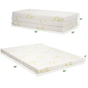 3 fold tri-fold sofa bed kid play compress rollable vacuum outdoor camping folding mattress with polyester/cottont fabric