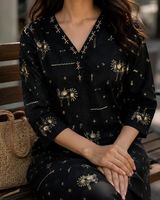 Ensemble coordonné en coton, col en V, tissu doux de qualité supérieure, léger, confortable, tenue deux pièces, vêtements de bureau, séchage rapide, élégant