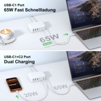 Chargeur USB C pour ordinateur portable HNT EU/US/AU/UK/JP QC3.0 PD PPS 100W Multiport GaN 6 ports pour Samsung iPhone 16/15/14/13 Pro Max