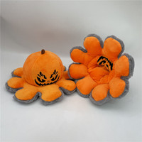 Peluche réversible Halloween, pieuvre citrouille double face, visage modifiable, poupée en peluche remplie de coton PP pour décoration de fête