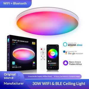 <span class=keywords><strong>Plafonnier</strong></span> LED intelligent moderne avec Wi-Fi et télécommande via application pour commande vocale, gradation et changement de couleur, compatible Alexa, ultra-mince 30W cinq voies - Product Image 2