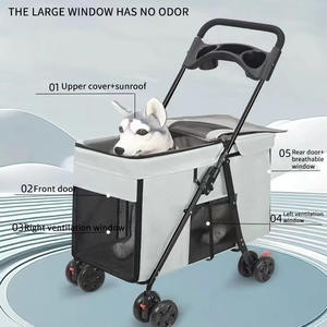 JXB Fabrika Satışı Dört Tekerlekli Katlanabilir Köpek Arabası Çevre Dostu Düğme Kapatmalı Kullanışlı Oxford Kumaş Evcil Hayvan Taşıyıcısı Seyahat - Product Image 4