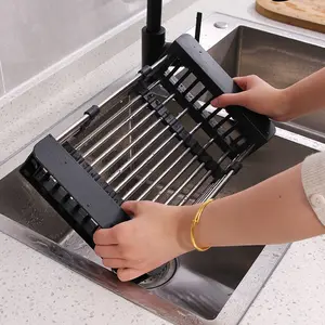 Over The Sink Dish Drainer Rack Kitchen Water Basket Kitchen Fruit Rack Vegetables Storage Holders Dish Drying Rack