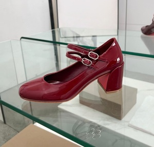 Brand women's high-heeled <b>shoes</b>, designer's patented leather double-button thick-soled sandals, luxurious party high-heeled <b>shoe</b> - Product Image 5