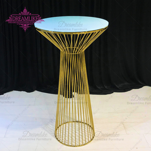 Tabouret de Bar Hauteur Comptoir Hôtel Hall Table En Acier Inoxydable pour Mariages et Banquets Métal Matériel Moderne Haute Qualité Or - Product Image 2