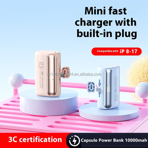 Mini banque <span class=keywords><strong>de</strong></span> puissance <span class=keywords><strong>de</strong></span> capsule 10000mah construite dans 2 prises rotatives affichage LED sortie USB-C PD 22.5W <span class=keywords><strong>chargeur</strong></span> d'urgence à charge rapide - Product Image 2
