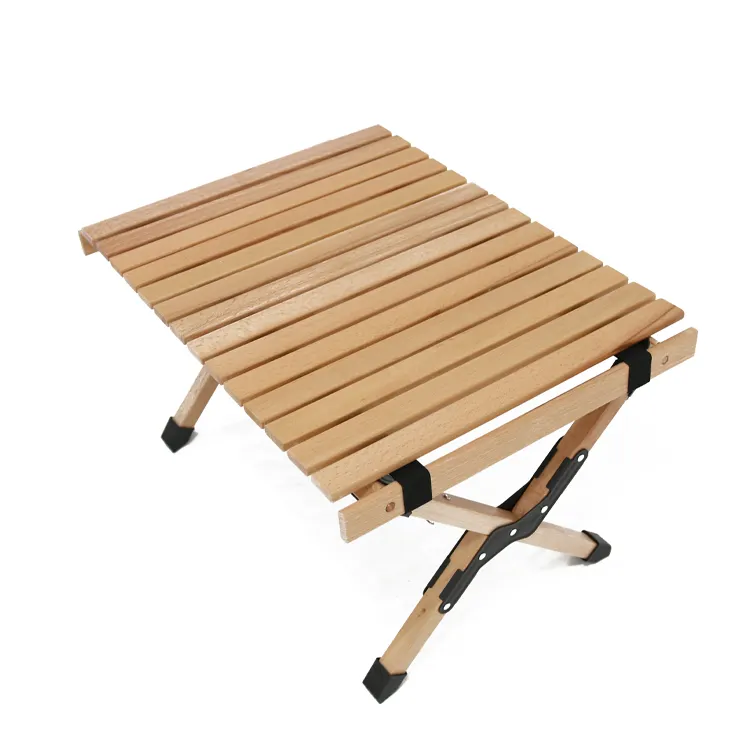 أثاث خارجي نزهة البسيطة الزان خشبية للطي التخييم البيض لفة طاولة من الخشب مع حقيبة حمل