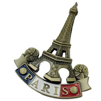 Aimants de réfrigérateur 3D en métal Durable personnalisés en usine avec différents pays Paris Tour Eiffel-Cadeaux promotionnels