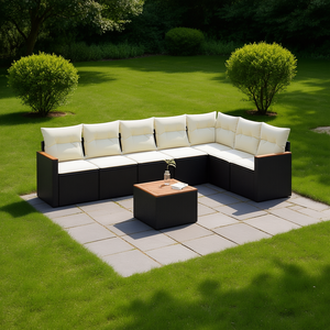 Ensemble de canapés de jardin en rotin noir, crème et blanc, mobilier d'extérieur imperméable au design contemporain - Product Image 2