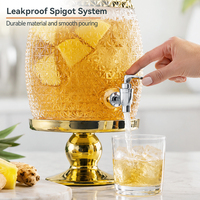 Distributeur de boissons en verre grande capacité en forme d'ananas avec support en métal doré, robinet anti-fuite, sans BPA, compatible lave-vaisselle et micro-ondes