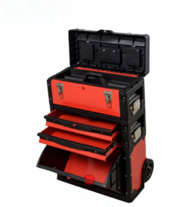 Caja de Herramientas con Asa Retráctil |   Maleta con Ruedas de Plástico Portátil de 3 Niveles |   Varilla Combinada Desmontable, Kit de Almacenamiento de Herramientas Manuales Portátil - Product Image 2