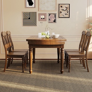 <span class=keywords><strong>Table</strong></span> à manger américaine en bois massif maison restaurant français rétro rétractable <span class=keywords><strong>table</strong></span> à manger ronde pliante et chaise - Product Image 6