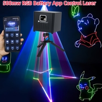 Luz Láser de Animación a Todo Color con Batería, 500mw, Efecto de Haz Estroboscópico para DJ, Proyector Láser RGB para Escenario, Luz Láser con Patrones