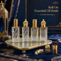 Flacons roll-on carrés en verre doré gaufré de luxe 10 ml pour huiles essentielles et parfums