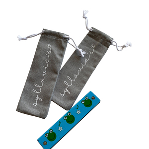 Bolsa de almacenamiento de delineador de labios reciclable de algodón orgánico pequeño gris de tamaños personalizados suaves bolsas de embalaje con cordón para <span class=keywords><strong>clarinete</strong></span> - Product Image 4