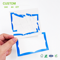 Étiquettes de sécurité en papier fragiles personnalisées, autocollants inviolables avec bord bleu festonné qui se déchire lors de l'essayage de retrait, OEM
