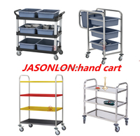 Jasonlon Kommerzieller Kunststoff-Servierwagen, 3,0 mm dick, LFGB-zertifiziert, Schwarz/Grau, 3-stöckig, 30-50 kg Tragkraft