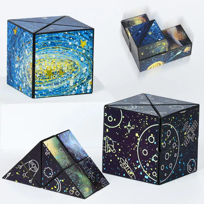 Star Sequin Folding Shape Shifting Box Infinity Cube Toy Patial Thinking Exercise Infinite Magic Cube Puzzle Fidget Stress Cubes