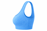 Soutien-gorge de sport sans couture en jacquard pour femme, bleu, pour l'entraînement et le yoga, avec larges bretelles, haut de fitness, vêtements de sport personnalisés OEM