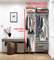 Système d'organisation de placard modulaire mural réglable, étagères de rangement en fil métallique pour vêtements, pour chambre à coucher