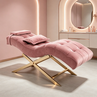 Nouvelle Arrivée Table de Massage Pliable Moderne en Velours Marron pour Spa, Lit de Beauté pour Salon, Lit de Cils Courbé de Luxe pour Atelier