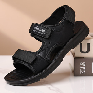 Fashion Sport Men's Flat <b>Sandals</b> Black Velcro Closure Youth Casual Beach Wear - Product Image 1