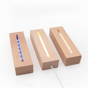 Luz LED Luz de madera salada Base de madera nocturna Base luminosa de madera rectangular Adornos Base acrílica Ranura convencional - Product Image 5