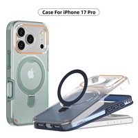 Nouvelle Coque de Téléphone 2025 avec Anneau Magnétique Rotatif en Métal, Support Antichoc Givré, Design Sportif, Protection d'Objectif TPU+PC pour iPhone 17