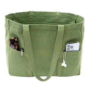 <span class=keywords><strong>2</strong></span> ön cepler ve dizüstü bilgisayar kılıfı ile büyük yardımcı 16 Oz tuval Tote öğretmen çantası - Product Image 1