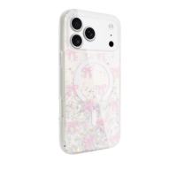Funda para Teléfono 17Pro Max con Flores Secas y Purpurina, TPU+PC, Cubierta Suave con Soporte, Protección 360°, Antigolpes, Diseño Floral Bonito, DIY
