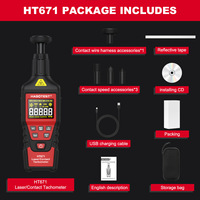 HABOTEST HT671 2-in-1 Tachometer Digital Kontak dan Speedometer 99999RPM Perlindungan IP65 Suhu Operasi -20C~50C Pengujian