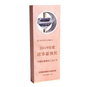 Solid Wood Trophy Customized Honor Medal Memorial Annual Meeting Diamond art medal Award Wooden Trophy