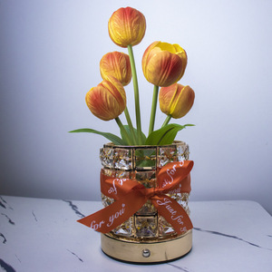 Lámpara de Mesa Moderna con Simulación de Tulipán de Cristal Bronceado, Flexible, con Control Táctil LED E26, Regulable, Pantalla de <span class=keywords><strong>Tela</strong></span> AC, Lujosa <span class=keywords><strong>para</strong></span> Mesa de Noche - Product Image 4