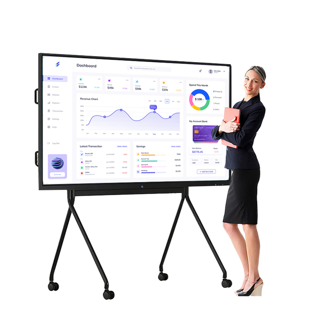 55 Inch 4K Interactive Flat Panel 20-Point Touch Screen Display Digital Whiteboard Teaching Board Conference Education Android