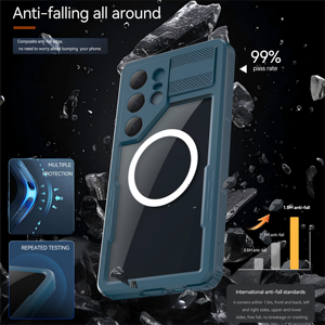 כיסוי טלפון SHELLBOX שחור/כחול אגם בסגנון מאדים, עמיד בפני נפילות ומים, עבור סמסונג גלקסי S25 אולטרה עם מגן מסך מובנה - Product Image 2