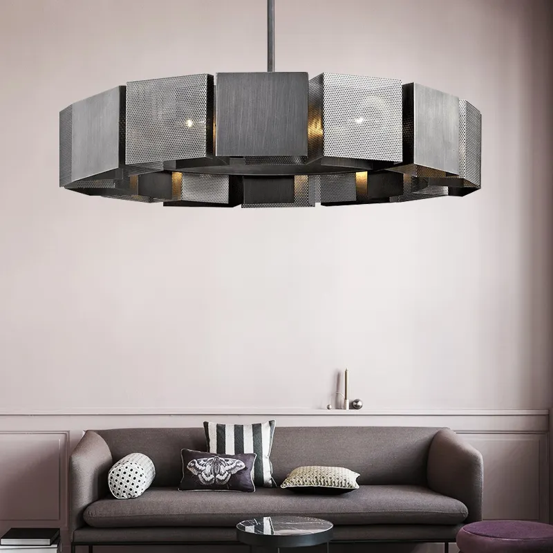 Simig lighting simple modern black round big stainless steel chandelier for bedroom living dining room