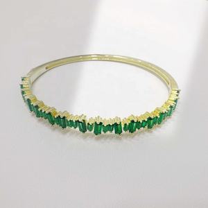 Pulseras de plata 925 con piedras de colores, estilo moderno, de lujo para mujer, chapadas en oro, apilables, gruesas, con circonitas verdes y rosas, precio de fábrica. - Product Image 3