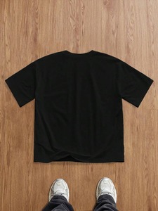 T-shirt décontracté à manches courtes pour homme, col rond, imprimé floral noir - Personnalisation en usine disponible. F10 - Product Image 4