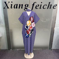 Nouvelle Robe d'été ample à col en V, imprimé cœurs colorés, style africain Boubou Caftan, grande taille, pour femme, décontractée, pour fête ou vacances