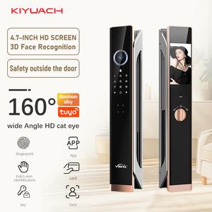 Serrure de porte intelligente en aluminium Tuya avec écran d'empreintes digitales, vidéo numérique, étanche, reconnaissance faciale et caméra pour hôtel - Product Image 1