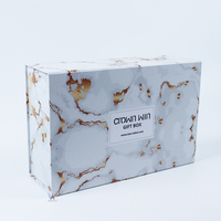 Boîte cadeau rigide en papier biodégradable avec fermeture magnétique, doublure en éponge gaufrée en marbre blanc, ruban pliable, pour cadre photo, lingerie