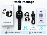 Jam Tangan Pintar D12 2 in 1 dengan Earbud TWS Clip, Layar Sentuh TFT 2,01 Inci, Bluetooth 5.3, Monitor Detak Jantung dan Tidur