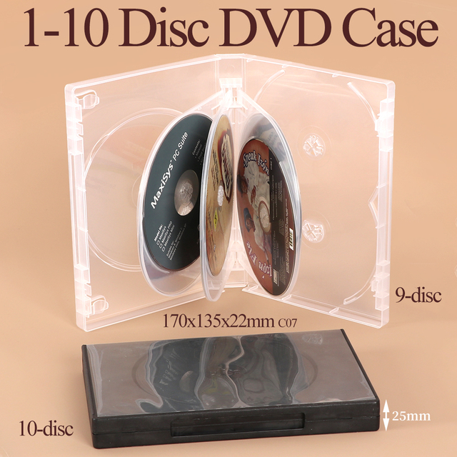 WEISHENG Bulk 22mm Spine 1-8 Disc DVD Case Blank CD DVD Discs Storage Box Plastic Game Cover Protective Box Multiple DVD CD Case