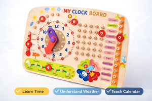 กระดานนาฬิกาอเนกประสงค์มอนเตสซอรี่ของเล่นเพื่อการศึกษาไม้ใหม่สำหรับเด็กทารก - Product Image 2